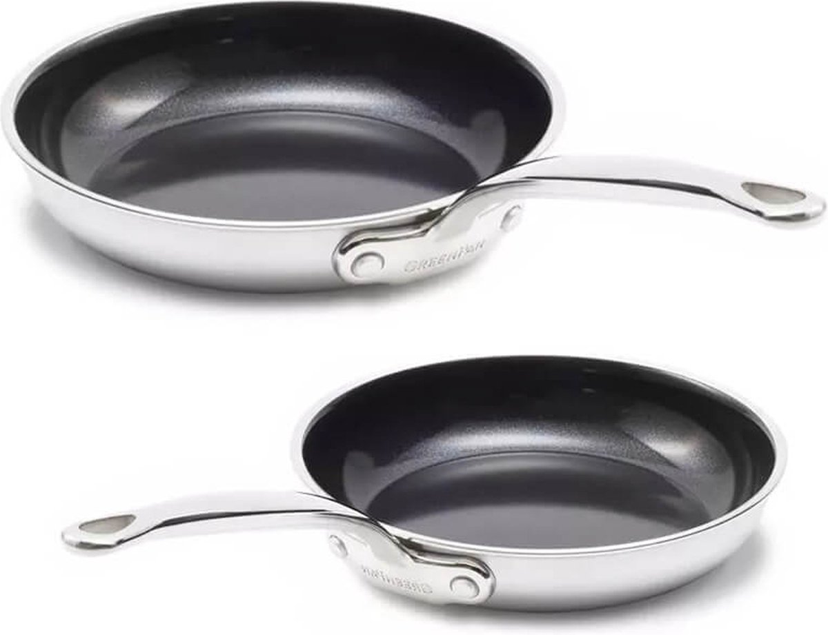 GreenPan Premiere Koekenpannenset - Ø 24 cm + 28cm - RVS
