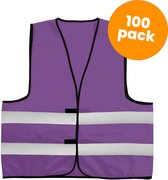 100-pack paarse veiligheidshesjes - Veiligheidsvesten paars - Veiligheidshesjes volwassenen - Hesjes evenementen - Hesjesfabriek
