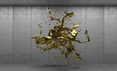 Fotobehang - Vlies Behang - Gouden Verf 3D - Kunst - 312 x 219 cm