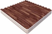 Tapis de protection de plancher de gymnase (6 tapis + 12 embouts) Couleur bois foncé
