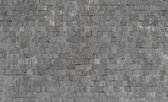 Fotobehang - Vlies Behang - Grijze Muur van Steen - 416 x 254 cm