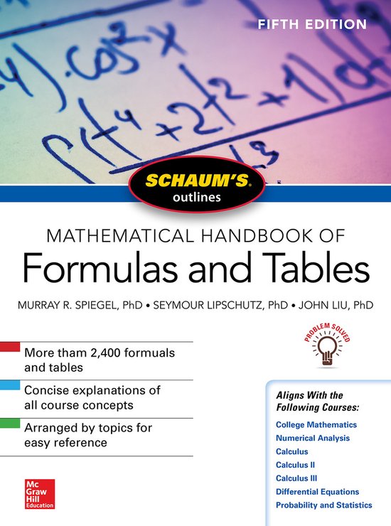 Foto: Schaum s outline of mathematical handbook of formulas and tables fifth edition