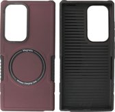 Hoesje Geschikt voor Samsung Galaxy S23 Ultra - MagSafe Hoesje - Shockproof Back Cover - Bordeaux Rood