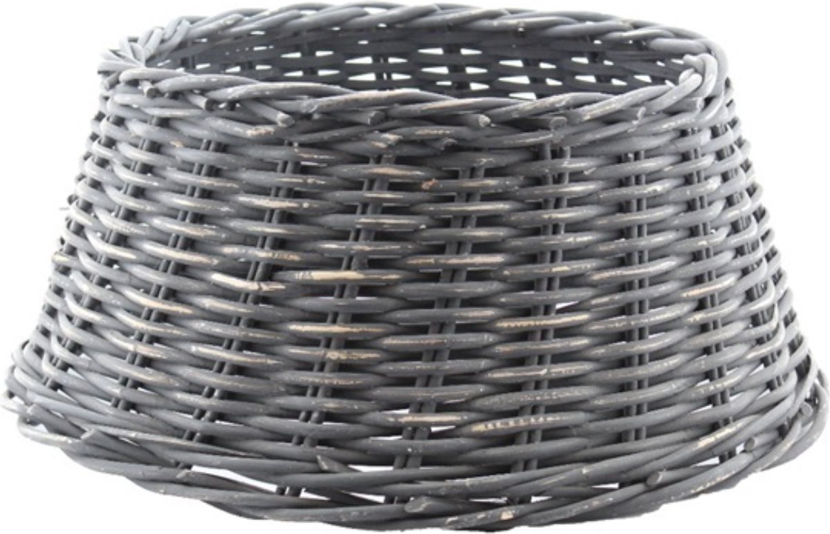 Rotan kerstboommand - ø 60 x 26 cm - Kerstboomhuls - Kerstboomvoet - Grijs