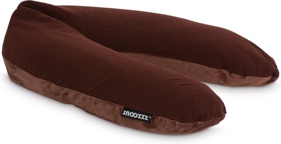 Foto: Snoozzz zwangerschapskussen zijslaapkussen lichaamskussen premium kwaliteit 185 cm microparel vulling luxe draagtas afneembare hoes van zachte velvet met katoen chocolade