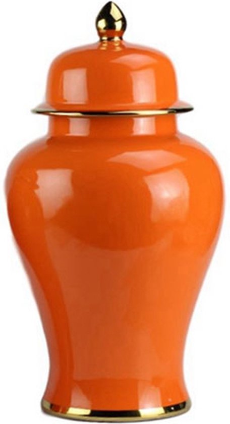 Fine Asianliving Pot à Gingembre Chinois Porcelaine Oranje Handgemaakt D25xH46cm