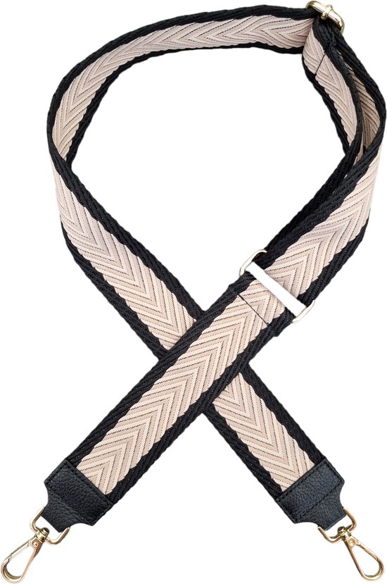 VIQRI - Tashengsel -Schouderband - Kwaliteit - Tassen riem - Bag strap tassenriem - Zwart - Beige - Festival - Bag Strap - Goud - 130 cm