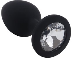 Banoch - Buttplug Penumbra White Large - Siliconen buttplug Zwart - Diamant steen - Wit
