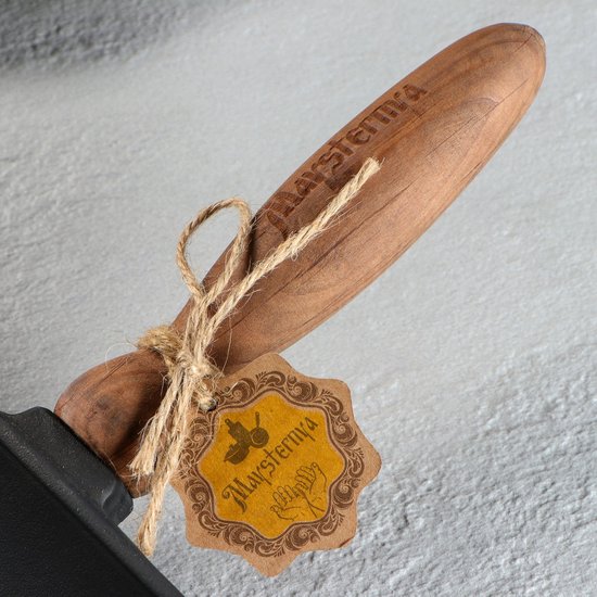 MAYSTERNYA Grillpan Gietijzer - 28 x 28 x 4 cm - Geschikt Voor Inductie - Steakpan - Grillen - Bakken - BBQ Accessoires - Grillplaat - Barbecue - Gietijzer - Pannenset - Barbecue Cadeau - Cadeau - Cadeaupakket - Mat Zwart