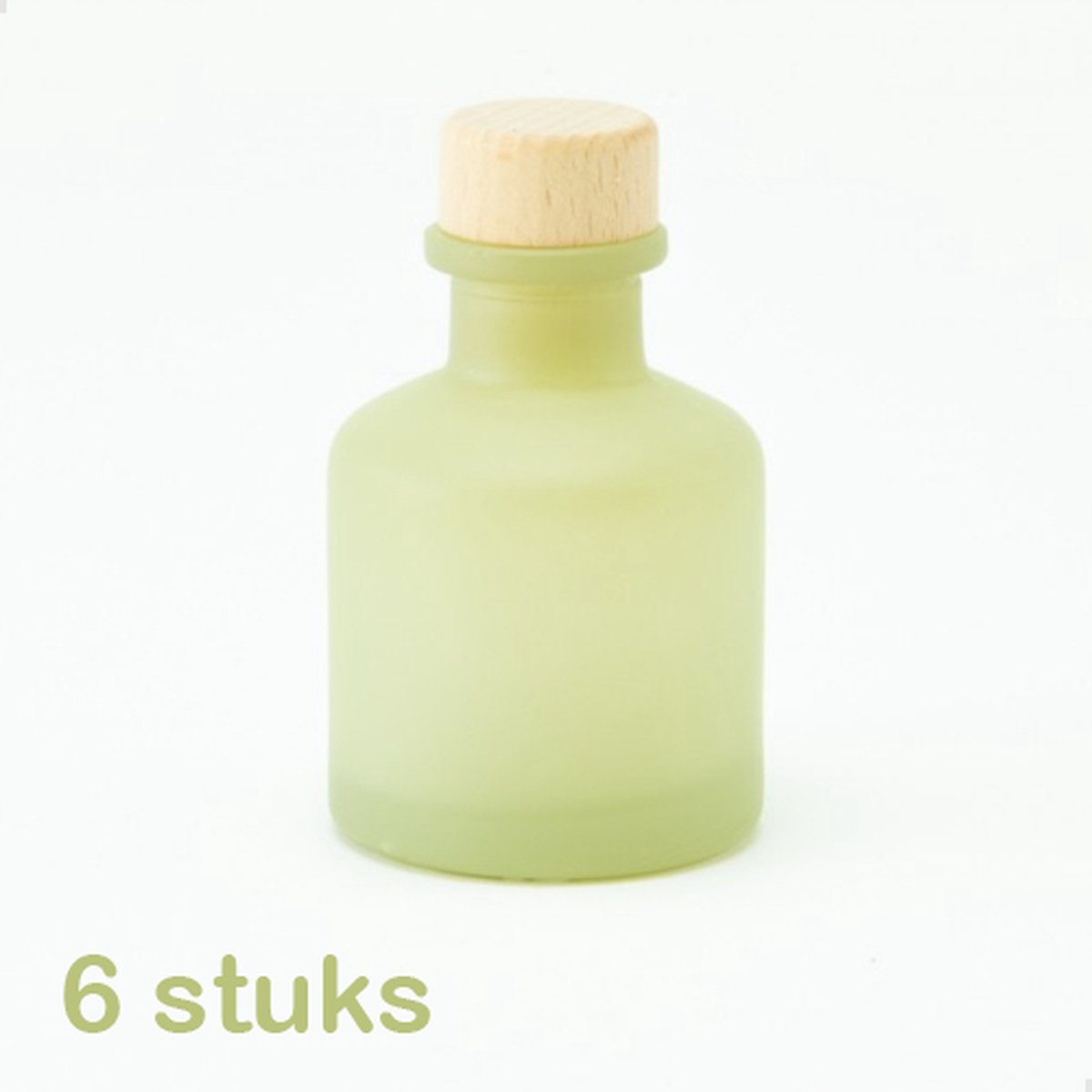 6 frosted glazen flesjes van 50 ml - kleur groen - vaasje - huisparfum - bedankje - decoratie