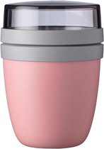 Pot à déjeuner Ellipse Mini - Tasse à yaourt et tasse à muesli pratiques - subdivision pour yaourt et muesli - Convient au congélateur, au micro-ondes et au lave-vaisselle - 300 ml + 120 ml - Pink nordique