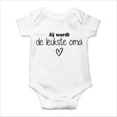 Soft Touch Rompertje met tekst - Jij wordt de leukste oma | Baby rompertje met leuke tekst | | kraamcadeau | 0 tot 3 maanden | GRATIS verzending