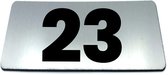 Nummerplaatje 23 - 80 x 50 x 1,6 mm - RVS-look geborsteld - Incl. 3M-tape | Nummerbordje - Deur en kamernummer - brievenbusnummers - Gratis verzending - 5 jaar garantie | Gratis Verzending