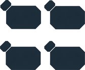 Krumble Placemat met onderzetter - Set van 4 - Onderleggers met lederlook - Kunstlederen effen placemats - Tafeldecoratie - Waterafstotend - Makkelijk schoon - Krasbestendig - Achthoekig - Donkerblauw