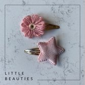 Little Beauties - haarclips - rose - kids - meisje - set 2 stuks - haaraccessoires - cadeau - velvet