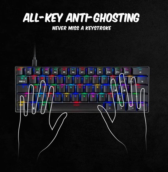 Cosmic Byte CB-GK-21 Themis 61 Key Mechanical Per Key RGB Gaming Keyboard with Outemu Blue Switches and Software (Black, USB-A Connectivity) Adjustable Backlight | Lighting Effects | Gaming Keyboards | Ergonomic Design | Detachable Cable - Cosmic Byte