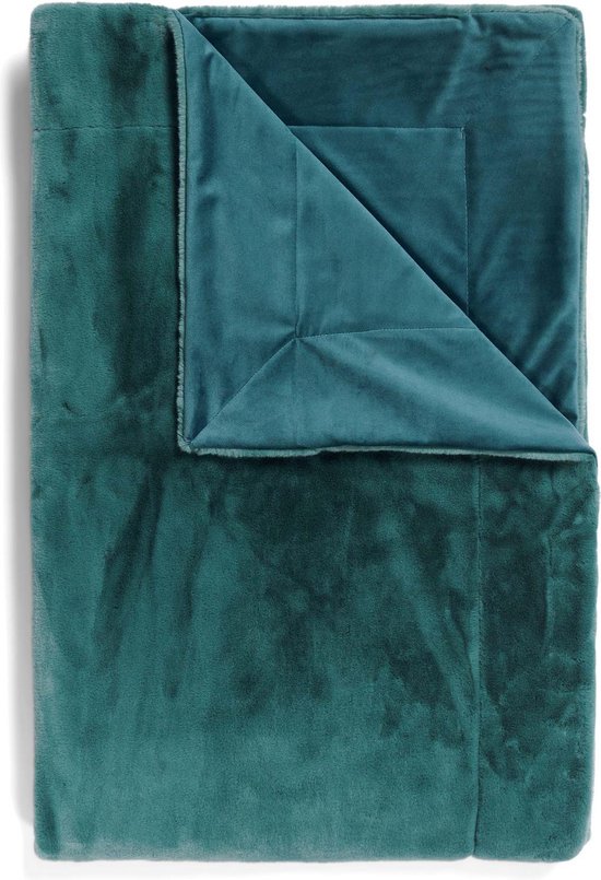 ESSENZA Plaid Furry vert récif - 150x200 cm