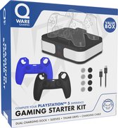 Qware Gaming - PS5 Bundel - Fast - Charger - Oplader - Silicone Grips - Laadkabel - Thumbgrips - Starterkit - Charging station - Charger - Dual Controller - LED Indicatie - Dual Charging - Docking station - PS5