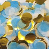 confetti | blauw witte rondjes goud | papier | Confetti Blauw/Goud/Wit (15g)