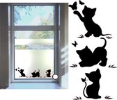 Raam / muur sticker poes / poezen / kat / katten zwart 30 x 60 cm
