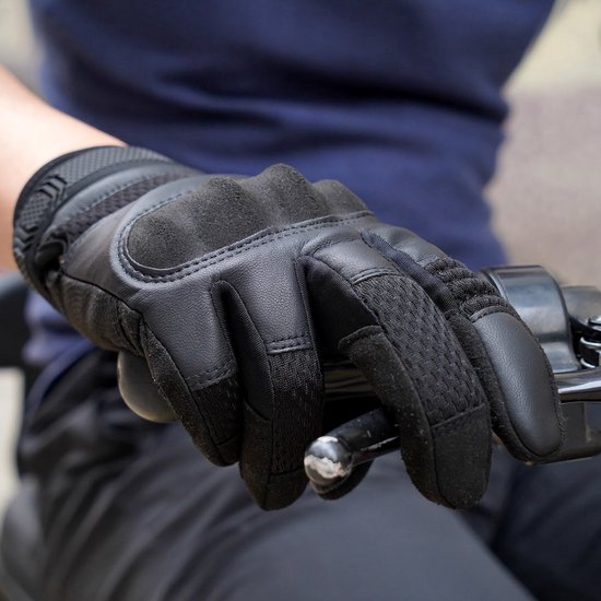 RAMBUX® - Fietshandschoenen - Zwart - Ademend PU Leer - Tactical Handschoenen - Fietsen - Airsoft - Touchscreen - Maat M van RAMBUX — afbeelding 3