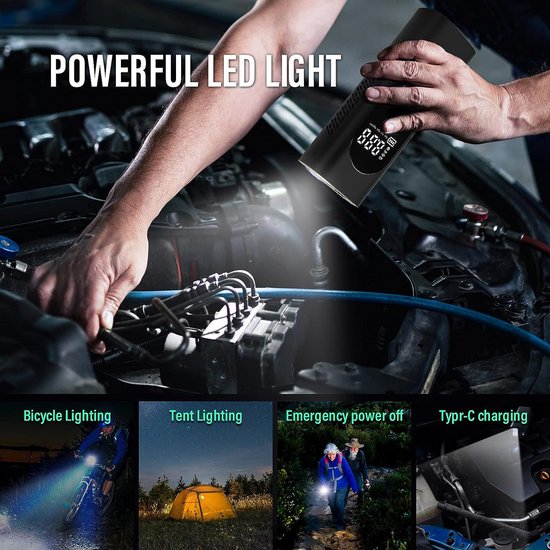 Fuegobird- Pompe électrique - Compresseur d'air portable - Petite pompe à pneu - Pompe à vélo pour la route