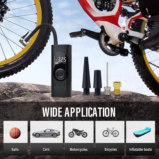 Fuegobird- Pompe électrique - Compresseur d'air portable - Petite pompe à pneu - Pompe à vélo pour la route