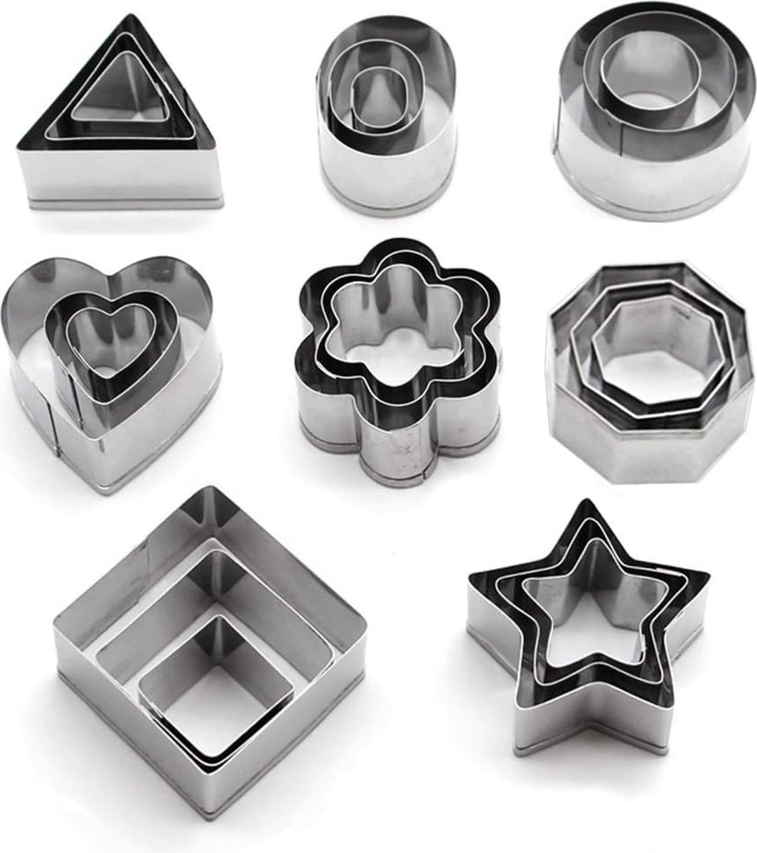 Koekjessnijders mini kleine koekjessnijders van roestvrij staal 24 stuks geometrische koekjes uitsteekvormpjes doe-het-zelf gereedschap voor het bakken van fondant