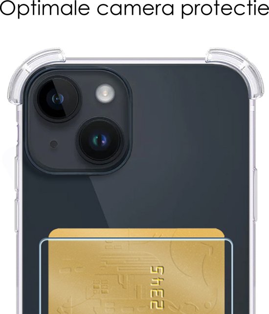 Coque pour iPhone 15 Plus , étui Transparent, résistant aux chocs, porte-cartes, avec 2 protecteurs d'écran