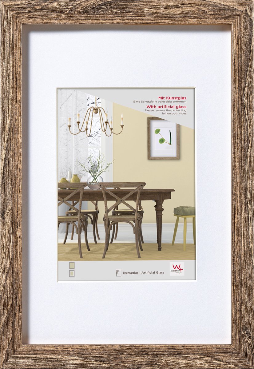 Walther Fiorito - MDF Houten lijst - Fotoformaat 30x40 cm - Kunstglas - Okkernoot