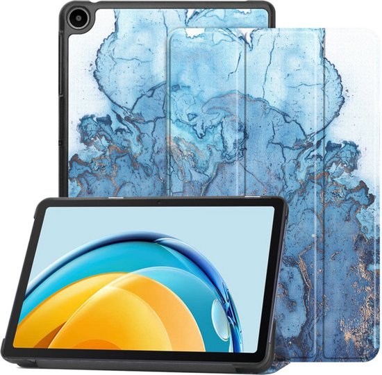 Hoozey - Tablet hoes geschikt voor Apple iPad 10 (2022) - 10.9 inch - Sleep cover - Marmer print - Licht Blauw