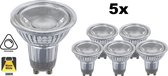 5 PACK - GU10 LED Spot 3w, 240 Lumen, 3000K Warm Wit, Glas, Dimbaar, Lichthoek: 60°