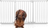 Bettacare Elite Hondenhek Assortiment, 161cm - 170cm (72 opties beschikbaar), Mat Wit, Druk Montage Hek voor Honden en Puppy's, Huisdier en Hond Barrière, Eenvoudige Installatie