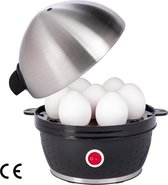 Roestvrijstalen Elektrische Eierkoker voor 1-7 Eieren - Zwarte Eierkoker met Oververhittingsbeveiliging, Geluidssignaal, en Prikapparaat