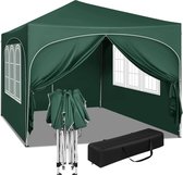 BukkitBow - Partytent met Zijwanden en Ronde Rand – Opvouwbare Tent – Waterdicht en Weersbestendig – Tuinpaviljoen - 300 x 300 cm – Groen