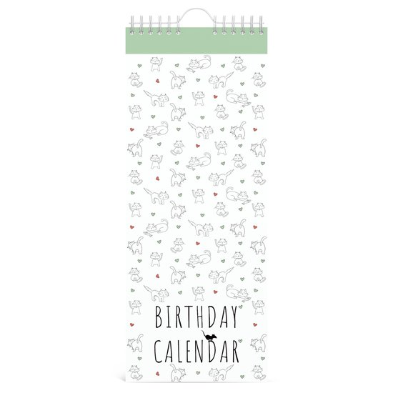 Lannoo Graphics - Birthday Calender - Verjaardagskalender - CATS - All-over - 4Talig - 130 x 325 mm