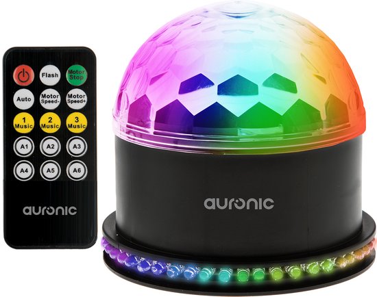 Auronic Roterende Discolamp - Discobal - LED - Disco licht - Afstandsbediening en Muziekgestuurd - Kinderen/Volwassenen
