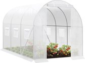 BukkitBow – Serre de jardin polytunnel – Tunnel résistant à l'hiver pour culture de légumes – Serre de jardin compacte avec porte et 6 Fenêtres – 300 x 200 x 190 cm – Wit