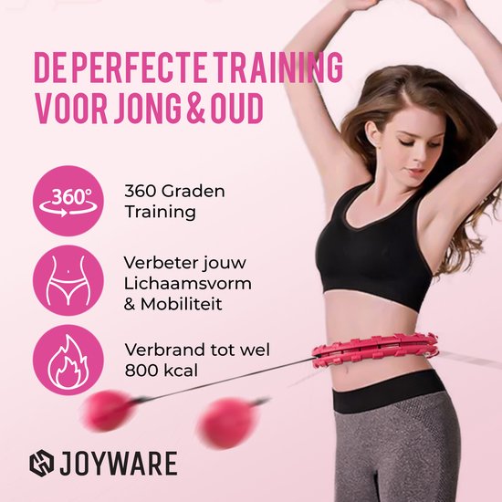 Joyware Fitness Hoelahoep - Met Gewicht - Massage Hoelahoep - Verstelbaar - Fitness Hulahoop met gewicht - 24 schakels - Incl. Handleiding - JOYWARE