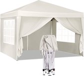 BukkitBow - Partytent met Zijwanden – Opvouwbare Tent – Waterdicht en Weersbestendig – Tuinpaviljoen - 300 x 300 cm – Wit