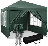 BukkitBow - Partytent met Zijwanden – Opvouwbare Tent – Waterdicht en Weersbestendig – Tuinpaviljoen - 300 x 300 cm – Groen