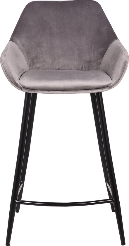 Lot de 2 chaises de bar Amman 65cm - gris - Rousseau - Meubles d'assises - Gris - Velours|Métal - Meubles d'assises