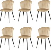 Nuvolix velvet eetkamerstoelen set van 6 "Toronto" - eetkamerstoel - velvet stoel - beige