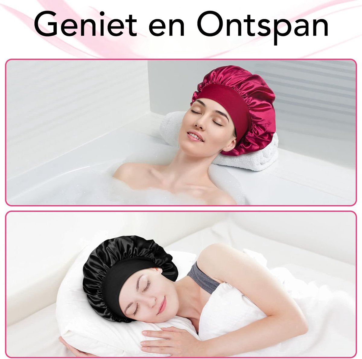 Podec - Bonnet et Bonnet de Nuit en Satin Set de 2 Filets à cheveux Satin