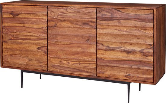 Rootz Dressoir - Sheeshamhout - Rustieke Ladekast - Groot Design met 3 Deurtjes - 150x81x41cm