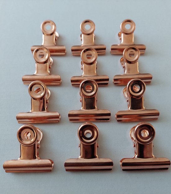 12 Rosé gouden Clips Mini voor Wandrekken, Wandrek, Fotorek, Wandbord, Wanddecoratie, Papierklem