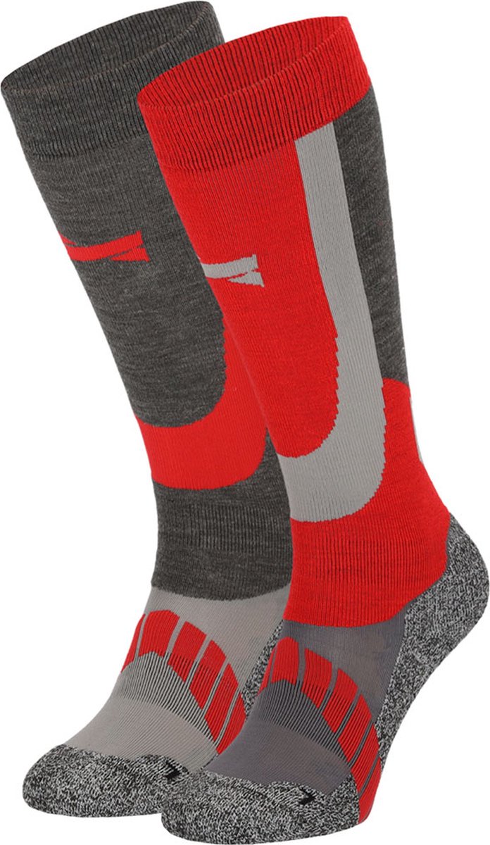Xtreme Skisokken Unisex Multi 35/38 2-Paar Skisokken Heren Skisokken Dames Rood