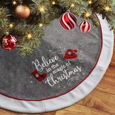 Couverture de sapin de Noël, gris, 90 cm, feutre, couverture de sapin, couverture de sapin de Noël, sapin de Noël rond, jupe, couverture de sapin, sous-couche de sapin de Noël, tapis, décoration de Noël pour l'intérieur