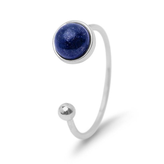 Zentana Lapis Lazuli Ring - 925 Sterling Zilverkleurig - Open Edelsteen Ring - Creativiteit