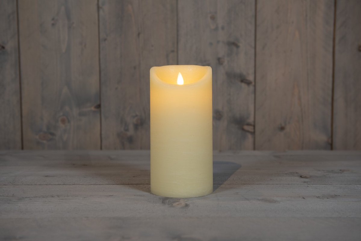 Ivoor Kaars Wax Rustiek Bewegende Vlam 10X20Cm 2Xc /Timer Anna's Co...